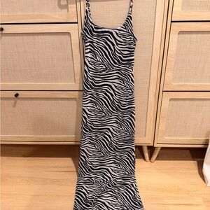 Princess Polly Black & White Zebra Slip Maxi Dress